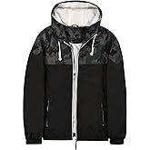 SUNDAY ROSE Men's Lightweight Hooded Jackets Vintage Patchcolor Windbreaker Packable Raincoat for Hiking