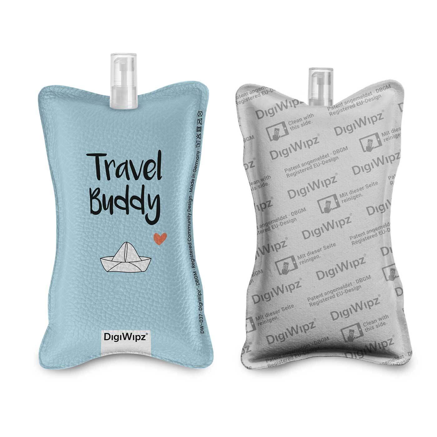 DigiWipz® The ingenious 2-in-1 display cleaner (travel buddy) - screen cleaner for displays and touchscreens - screen cleaner microfibre sponge with integrated sprayer