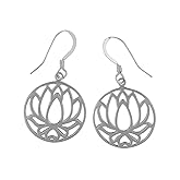 925 Sterling Silver Lotus Dangle Earrings