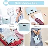 Maange Small Travel Cosmetic Bag Waterproof PU Leather with Handle Blue view 7