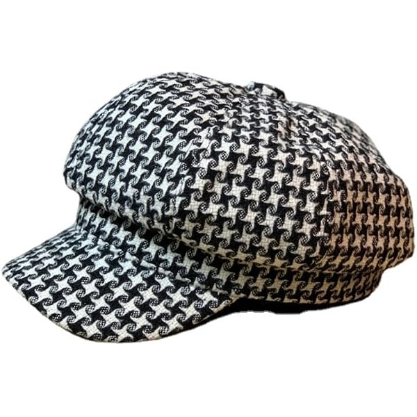 7418 Women Retro Houndstooth Beret Hat Newsboy Caps Fashion Winter Knitted Vintage Houndstooth Beret for Women | Multi-Color Winter Hat  main image 3