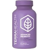 Terra Health Essentials Advanced Probiotic, 50 Billion CFU, 11 Strains | 1,000 mg FOS prebiotic, calcium, Lactobacillus &amp; Bifidobacterium strains, vegan &amp; gluten-free, 30-day supply