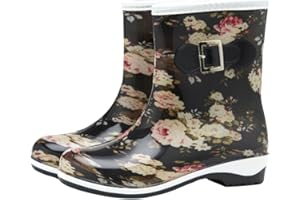 Fashion Women's Rain Shoes Bow Buckle Floral Overshoes Rubber Shoes Rain Boots Outdoor Water Shoes