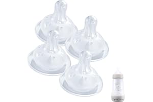 EISZHJK 4 Pack Bottle Nipples Compatible with Mam Bottle, Soft Silicone Nipples for Bottle, Fit for MAM Bottles, Medium Flow, 3+ Months