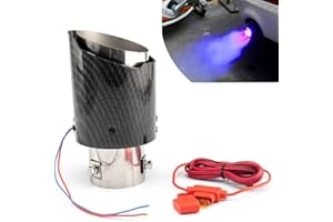 Top10 Racing Blue Flame Led Exhaust Muffler Tip Carbon Fiber Racing Automobile Car Tail Pipe Light 2.5 Inch Inlet 4 Inch Outlet - Straight Style