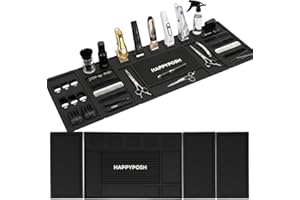 HAPPYPOSH Magnetic Barber Mat, Large Magnetic Barber Mats For Clippers and Supplies, Barbershop Pad for Station, Beauty Salon Table Matt, Tool Organizer for Pro Hairstylist, 4PCS