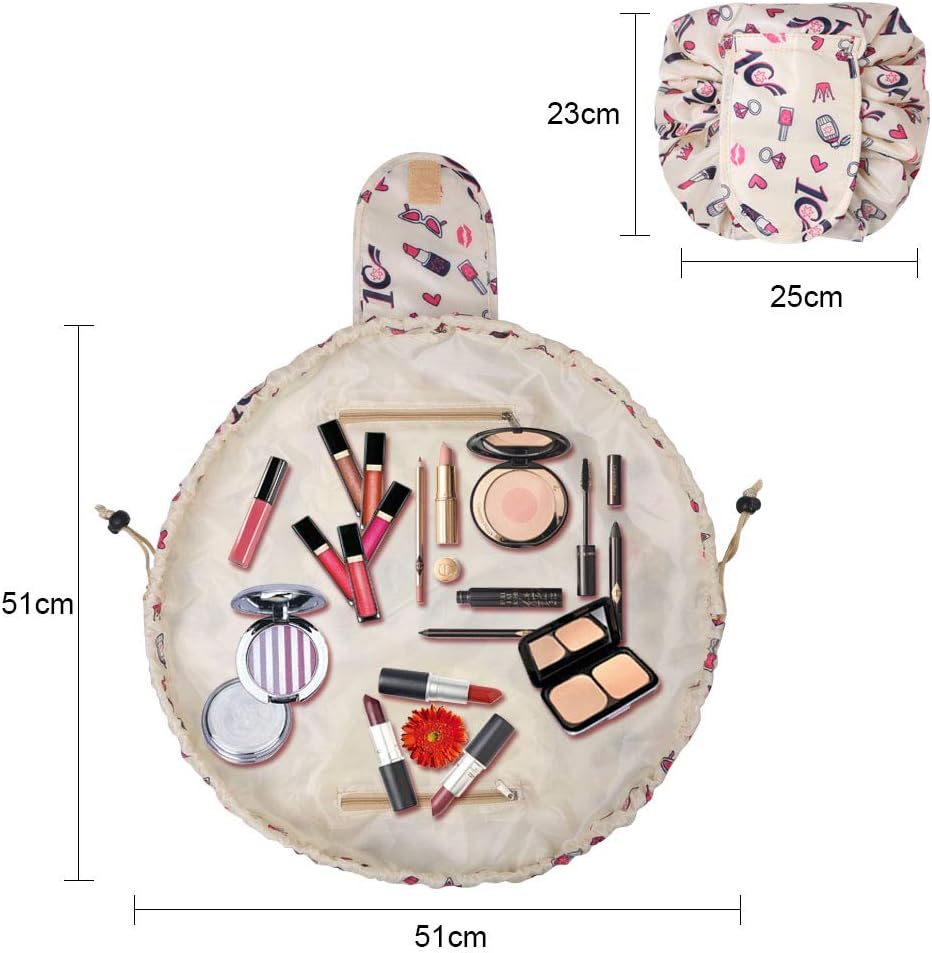 URAQT Makeup Bags for Women Lazy Drawstring Cosmetic Bags, Large Capacity Flat Toiletry Bags - Image 4