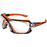 Birdz Gasket Motorcycle Riding & Sports Safety Glasses ANSI z87.1 Rated Black w/Orange Gasket Frame & Clear Lenses