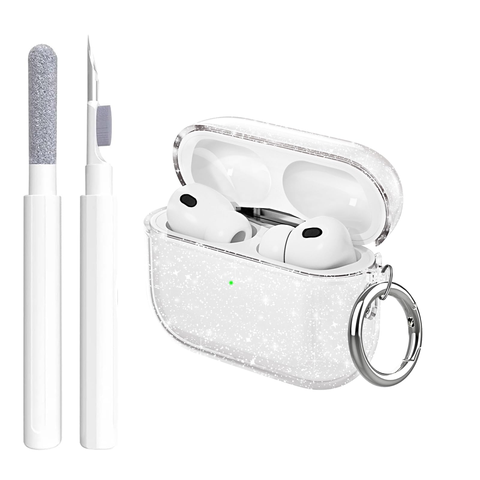 Photo 1 of ***PARTIAL SET - SEE NOTES***Aircawin for Airpods Pro 3 Case Clear Glitter,Cute Sparkle Bling for Airpods Pro 3rd Generation Case Cover 2025,Shockproof Soft TPU Skin for Airpod Pro 3 Gen with Carabiner& Cleaning Pen-Clear