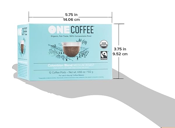 ONECOFFEE ORGANIC COLOMBIAN BLEND 12 COUNT SINGLE SERVE COFFEE 100% COMPOSTABLE K CUP FOR KEURIG MACHINES