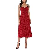 WOMLAYOUT Women's Gothic Dresses Cocktail Mesh Sleeveless Adjustable Spaghetti Strap Vintage Valentine's Day Floral Dress