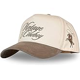 Vintage Western Trucker Hat | Men & Women | Country Cute Caps for Cowgirls Cowboys | Camo Denim Embroidered Cotton | Snapback