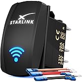 Starlink Rocker Switch, Compatible with Starlink MINI/GEN1-3, Waterproof SPST 5-Pin On/Off Toggle Switch 20A 12V/24V with Jumper Wires, for RV, Marine & Outdoor Satellite Signal Reception Control