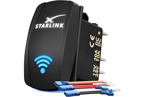DaierTek Starlink Rocker Switch SPST 5 Pin Starlink Dish Toggle On/Off Heavy Duty Waterproof Marine Rocker Switch 12V 24V Jum