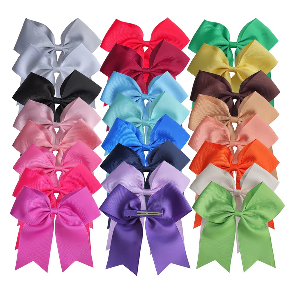 Photo 1 of 24 Colors Cheer Hair Bow Alligator Clips for Baby Little Girls School Colleage Teens Dancing Cheerleading Bow Hair Accessories (24 pcs/5.5 Inch Cheer Bow)