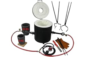LSMIITTH 16KG/35LBs Propane Smelting Furnace Kit Double Burners - with 2 Graphite Crucibles and Crucible Tongs for Lifting and Pouring, Foundry Metal Smelter for Gold Copper Aluminum