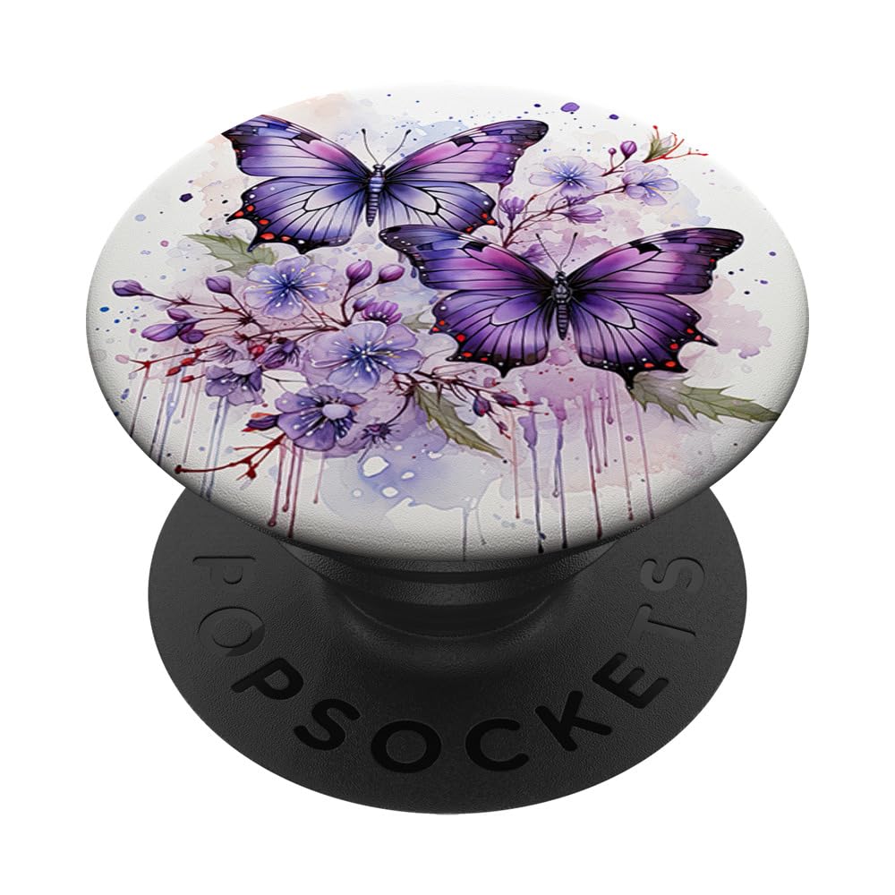 butterfly aesthetic purple butterflies nature blue PopSockets Swappable PopGrip