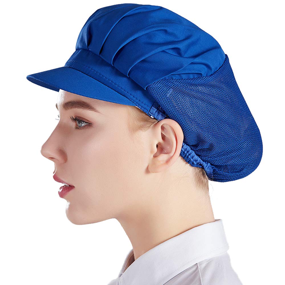 Nanxson 3PCS Half Mesh Half Cloth Cooking Hat Elastic Catering Hats with Brim Food Service Caps for Workshop Kitchen Restaurant Hotel
