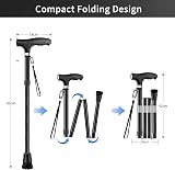 OOCOME Folding Walking Stick with Light 77-90cm Adjustable Non-Slip Base view 2