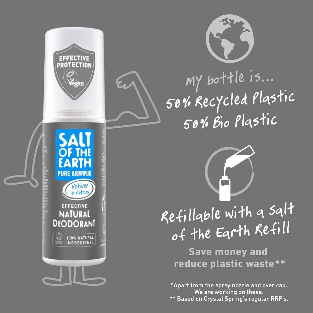 Salt of the Earth, Refillable Natural Deodorant Spray, 100% Natural Origin Ingredients, Vegan, Long Lasting Protection - Image 5