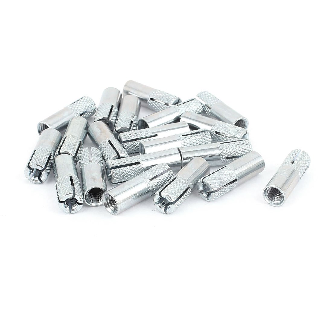 Sourcingmap 20 Pcs 25mm Long Metal M6 Threaded Expansion Bolt Sleeve Anchors Tool