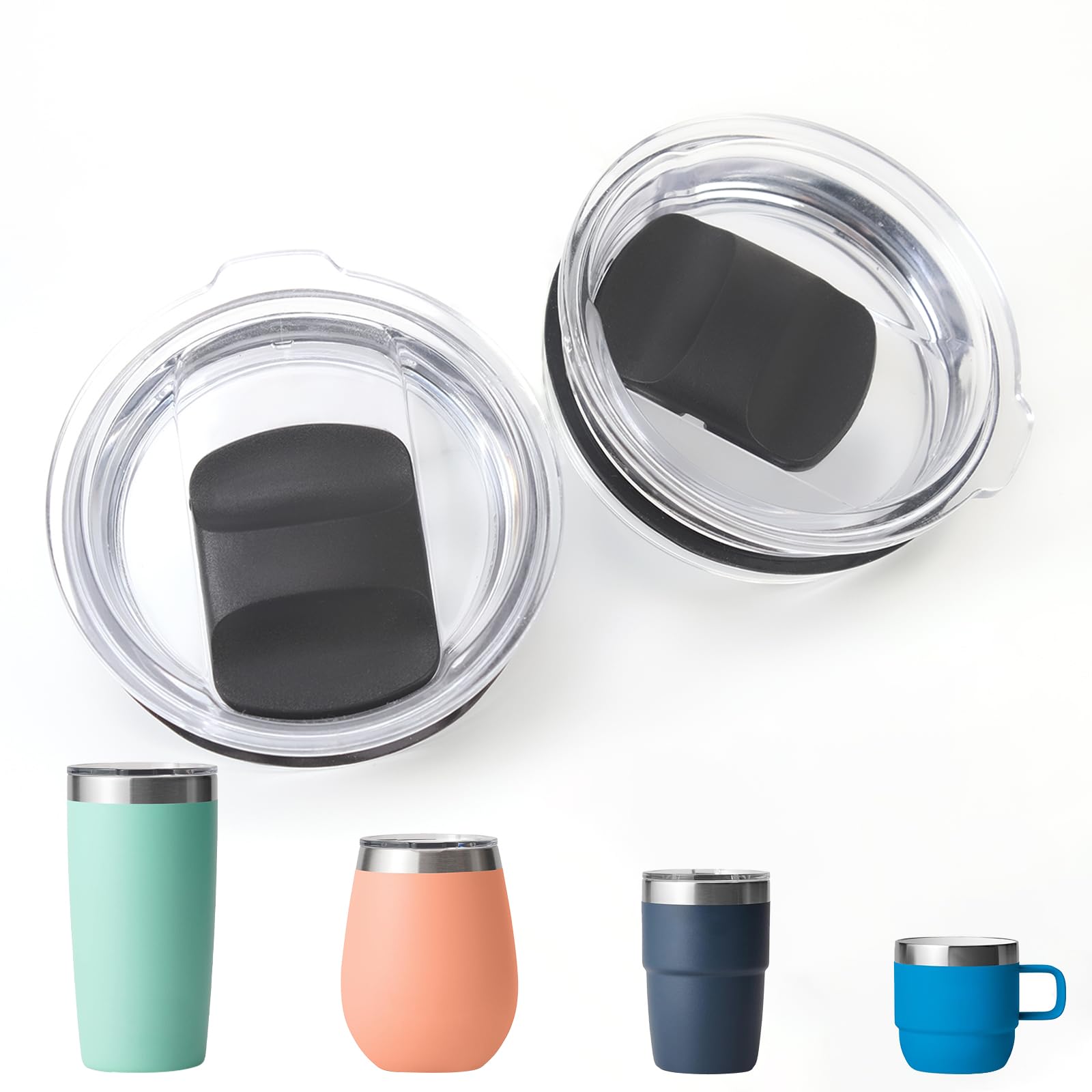 Photo 1 of 10 oz Tumbler Lid Compatible with Yeti, Replacement Lid Fit for 6 oz Yeti Stackable Cup Rambler 8 oz Coffee Mug, Magnetic Lids for Yeti 10 oz Stackable Lowball Coffee Mug 2PCS (Lids Only)