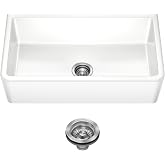 KRAUS Turino 33&rdquo; Fireclay Farmhouse Kitchen Sink Reversible Apron Front Single Bowl in Gloss White, KFR1-33GWH