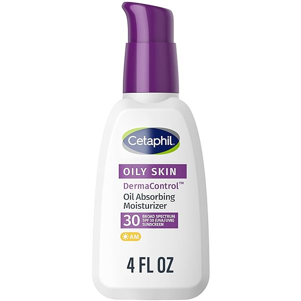 CETAPHIL DERMACONTROL OIL ABSORBING MOISTURIZER WITH SPF 30, FOR SENSITIVE, OILY SKIN, 4 FL OZ, ABSORBS OIL, REDUCES SHINE, HYDRATES, PROTECTS, NO ADDED FRAGRANCE