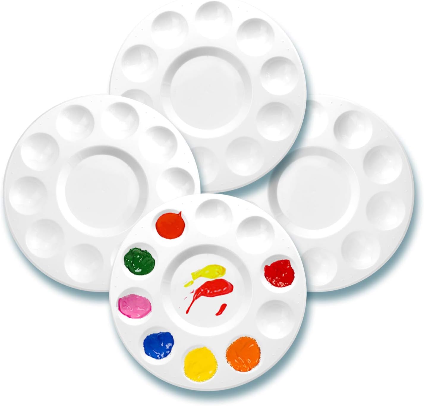 WNATN Paint Tray Palettes, Plastic White Palettes for Kids & Students, Paint Tray for Art Class, Craft DIY or Have a Birthday Painting Party-4pcs