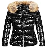 Geschallino Women's Puffer Coat Plus Size Winter Jacket Warm Hooded Thicken Padded Bubble Outerwear (1X-5X)