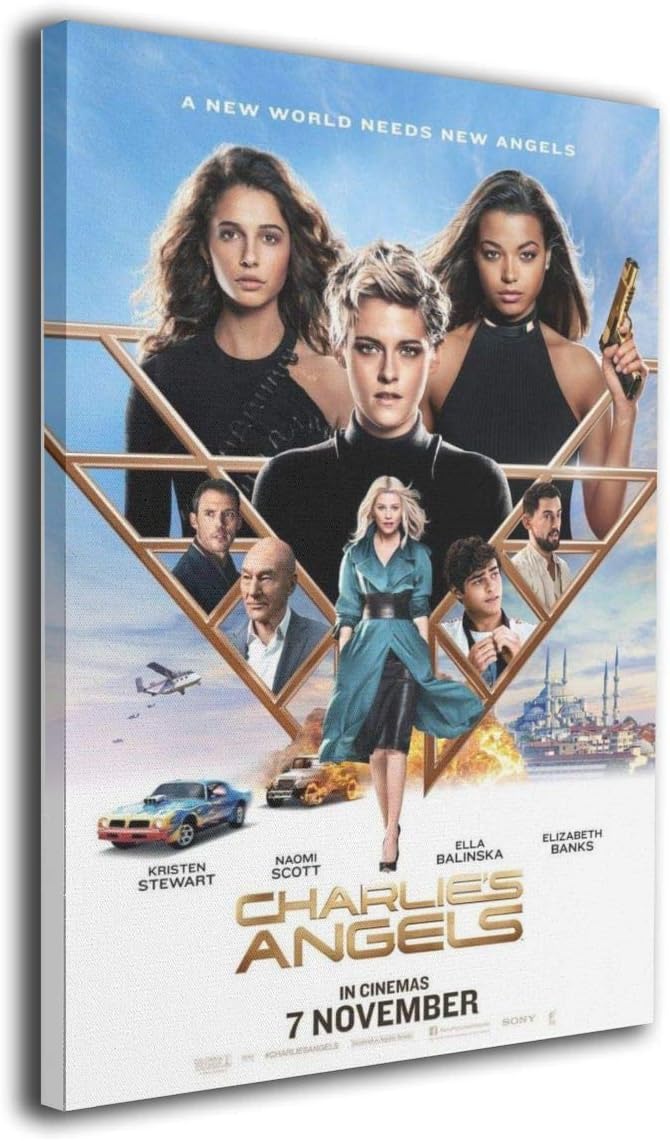 Charlie's Angels Poster 2019 Movie Canvas Wall Art Prints Paintings, Decorative Giclee Artwork Wall Decor,16x20 Inch Ready to Hang