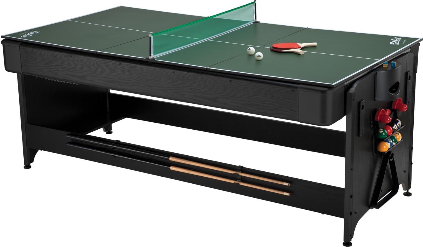 Fat Cat Original 3-in-1 Green 7' Pockey Multi-Game Table - Air Hockey, Billiards and Table Tennis - Green : Tabletop Billiards Games : Sports & Outdoors