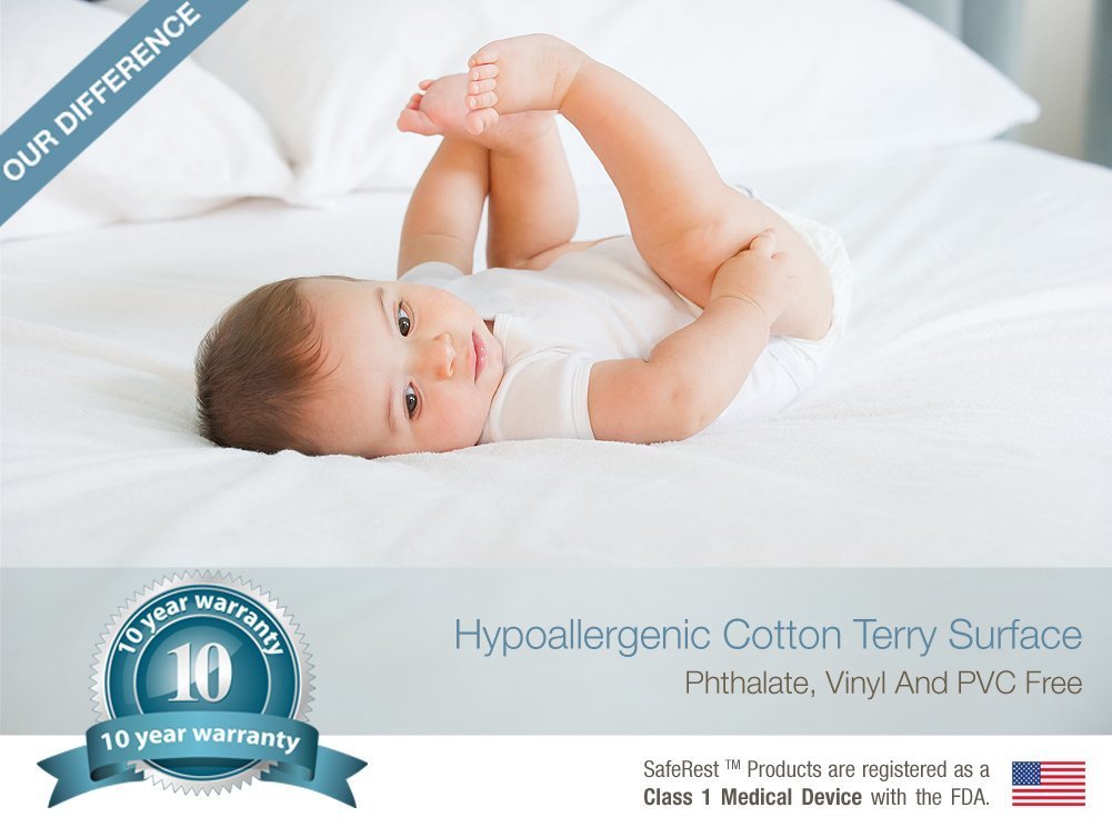 SafeRest Premium Hypoallergenic Waterproof Mattress Protector - Vinyl, PVC and Phthalate Free - Image 4