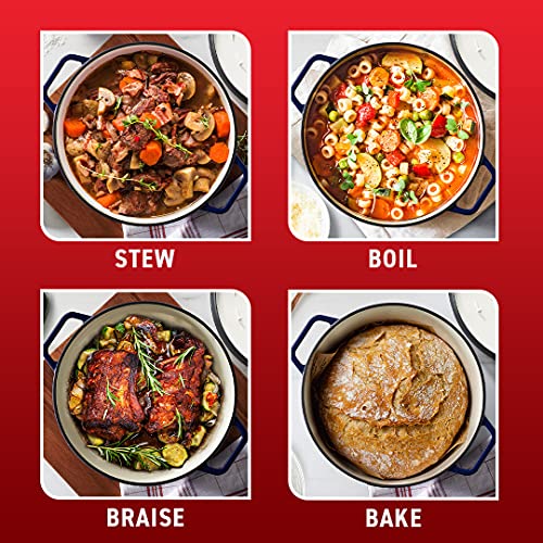 Tfal Enameled Cast Iron Round Dutch Oven with Lid, 6 quart, Grey