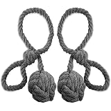 Lot De 2 Embrasses De Rideau Avec Pompons - Longueur 60 Cm, Fils Polyester+coton, Plusieurs Couleurs