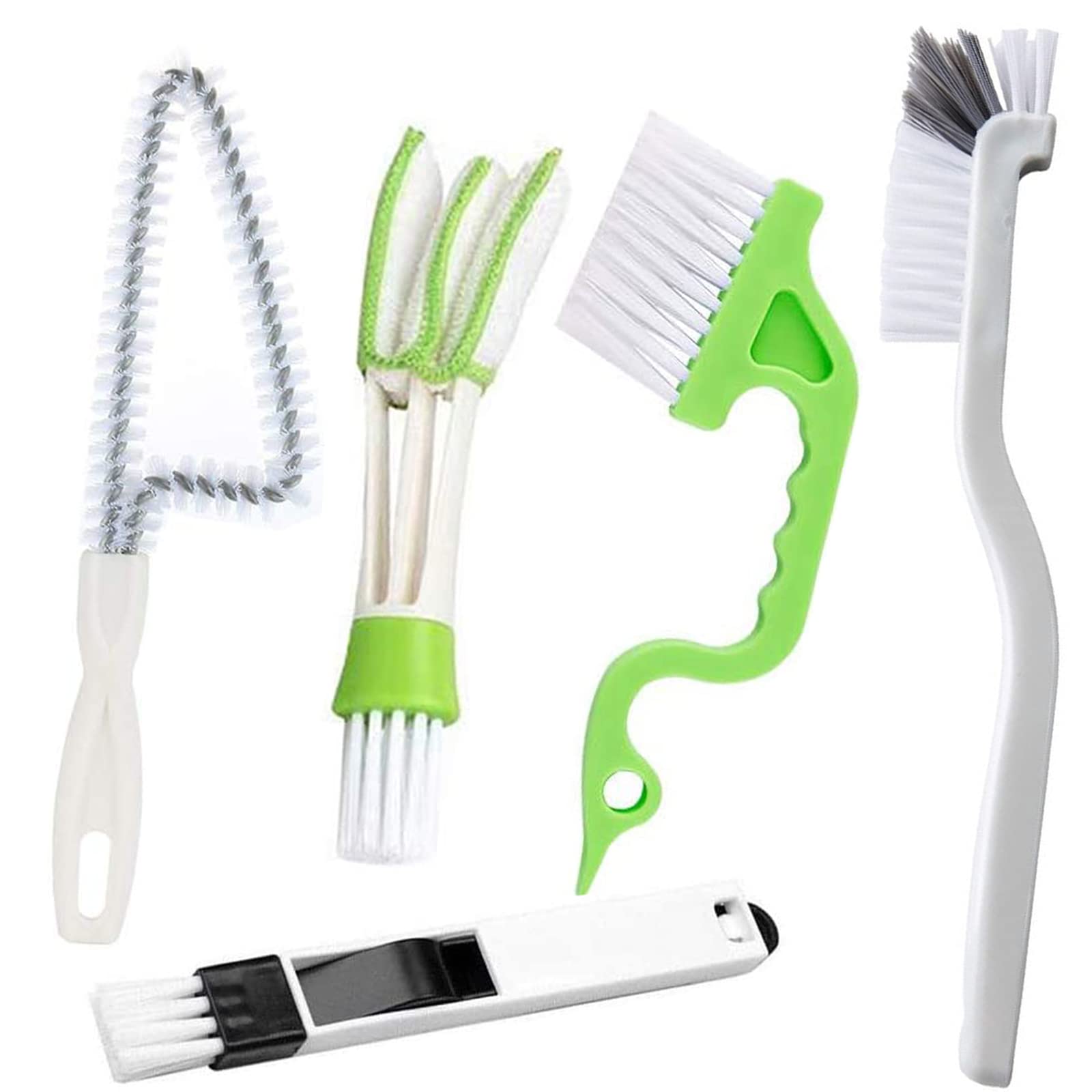 5Pcs Crevice Cleaning Brush Set for Grout, Small Spaces, Windows & Bottles - Tile, Gap & Corner Cleaning Brushes for Bathroom, Kitchen & Home