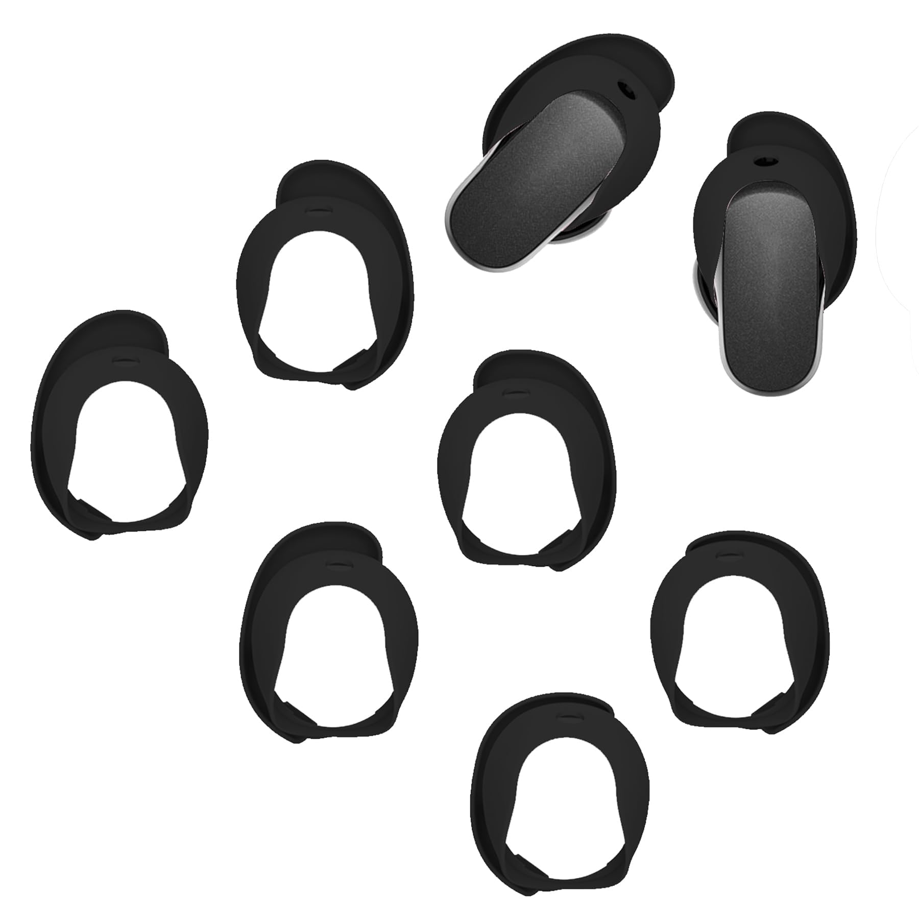 Adhiper Replacement QC Ultra Noise-Cancelling Eartips Compatible with Bose QuietComfort Ultra Earbuds (2023) Earphones,Anti-Slip Silicone Sports Wing Earhooks S,M,L(Black)