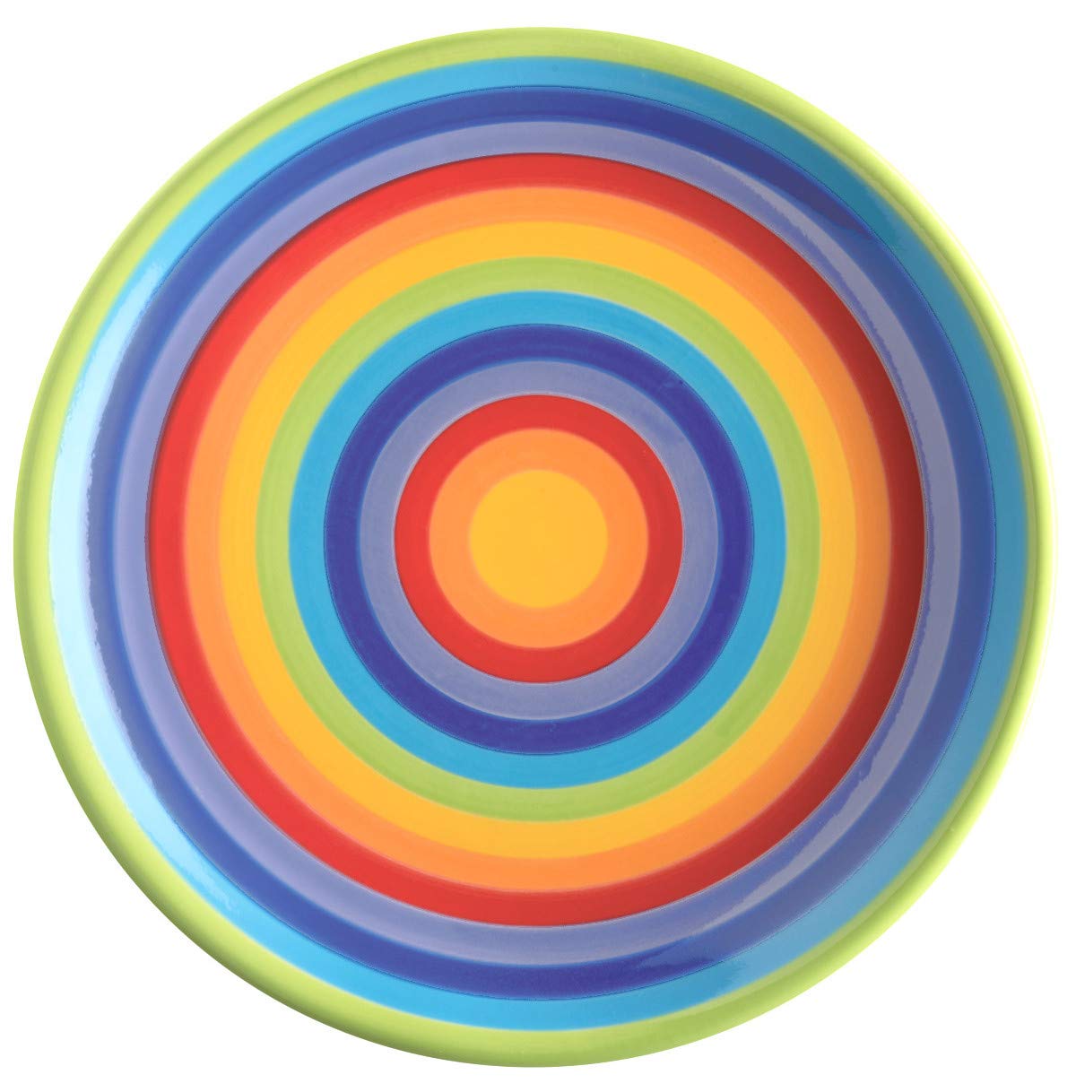 Hand Painted Rainbow Stripe Ceramic 26 cm Dinner Plate