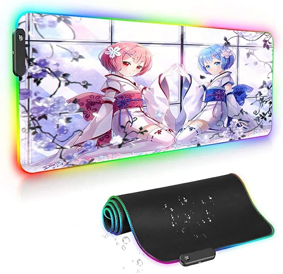 Amazon Rgbゲーミングマウスパッド Rezeroスターティングライフアニメマウスパッド14モード8ledカラーゲーマーデスクトップ用滑り止めラバー600x300x4mm Wtxzo マウスパッド 通販