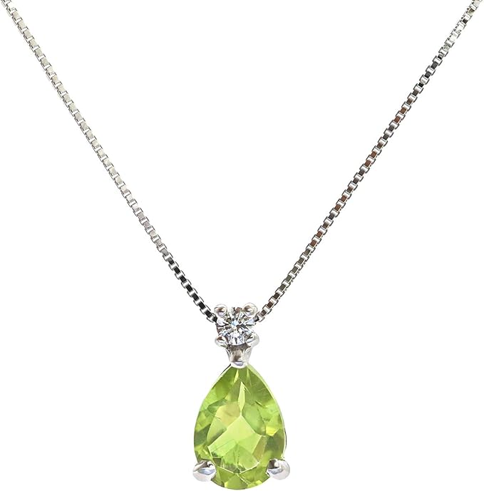 Amazon Barzaz バルザス ペリドット ネックレス ダイヤモンド 10金 ホワイトゴールド K10 10k 涙型 8月誕生石 ネックレス 通販