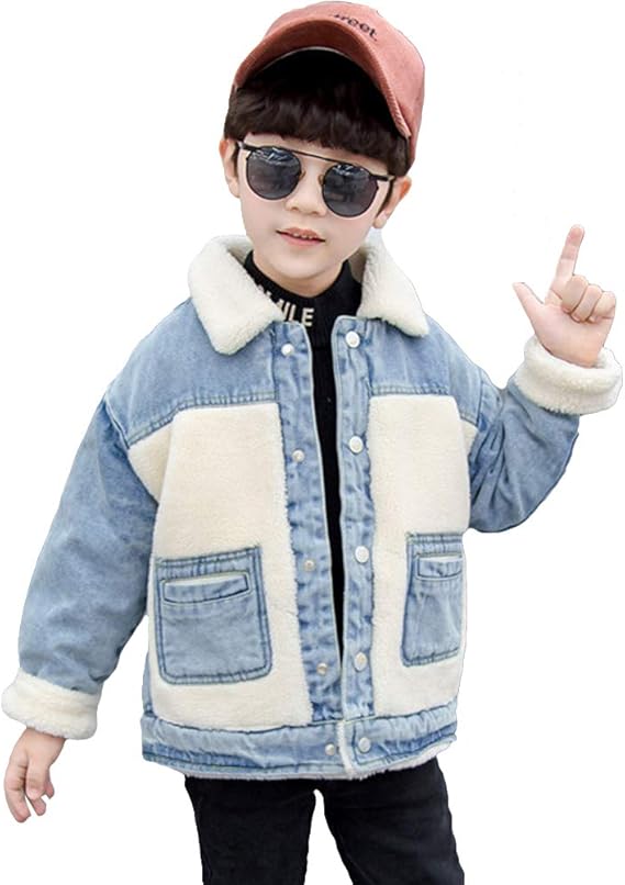 Amazon Zuomaデニムジャケット キッズ 女の子 男の子 ムートンジャケット 裏ボア 中綿入り 冬服 あたたかい 防寒 Gジャン 裏起毛 幼児服 かわいい カジュアル 通学通園 普段着 セミフォーマル コート ジャケット 通販
