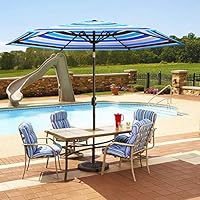 MOVTOTOP 9ft Patio Umbrella, UPF50+ Table Umbrella with Crank and Ventilation Weatherproof Cover, Tilt Thickened Pole for Patio Pool Porch