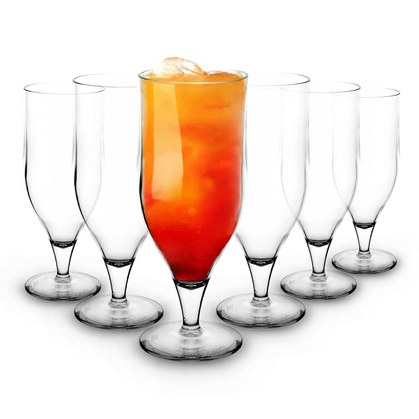 RBDRINKS RB Hurricane Cocktail Glasses Premium Plastic Unbreakable Reusable 33cl, Set of 6
