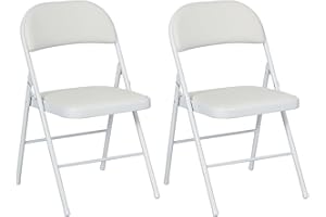 HOMCOM Metal Folding Chairs 2 Pack PU Leather Padded Foldable Chairs Indoor with Cushion for Office Reception Waiting Room Pa
