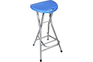Be&xn Folding Stools for Adults Portable, 28 inch Collapsible Stool Heavy Duty, Indoor Tall Bar stools with Handle, Plastic Counter Barstool Chair for Kitchen Outdoor Travel-Blue