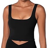 Sunzel Women's Double Lined Tank Top, Sleeveless Square Neck Crop Top, Yoga & Fitness Fitted Workout Casual Activewear Shirt