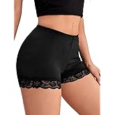 MakeMeChic Women's Lace Trim Shorts Biker Seamless Panties Slip Under Short Boyshorts