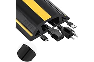 MYFAMIREA 10FT Floor Cord Cover Heavy Duty Cable Cover Protector with 3 Channels Extension PVC Floor Wire Cover Outdoor Cord 