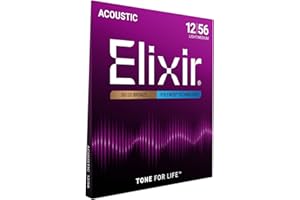 Elixir Strings Jeu de cordes pour guitare acoustique 80/20 Bronze avec revêtement POLYWEB, léger/moyen (.012-.056)