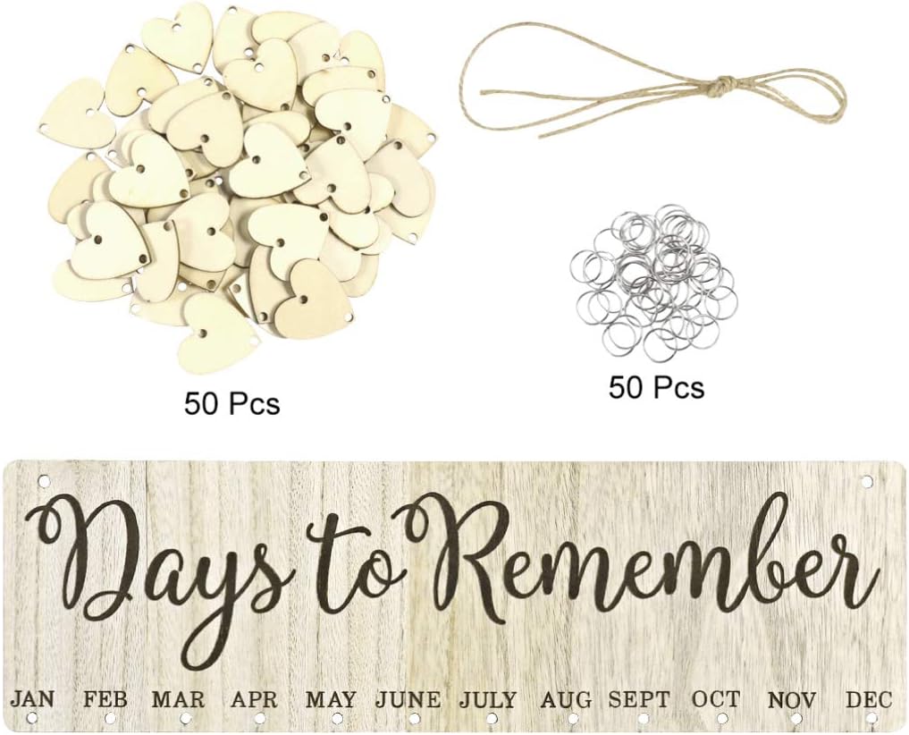 Amosfun Hanging Reminder DIY Wooden Calendar Birthday Reminder Plaque Memo Calendar Home Decor for Home Club Office - Image 3